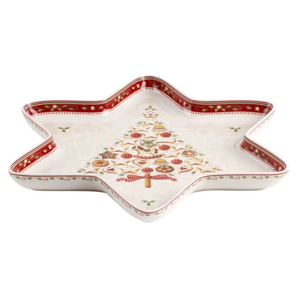 Sarkanbalts porcelāna servīzes trauks zvaigznes formā Villeroy & Boch Gingerbread Village, 37,2 x 32,5 cm