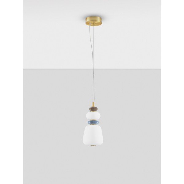 Balta/zelta krāsas metāla LED piekaramā lampa ar regulējamu spilgtumu ar porcelāna abažūru/ar stikla abažūru ø 17 cm Palo – Nova Luce-image-3