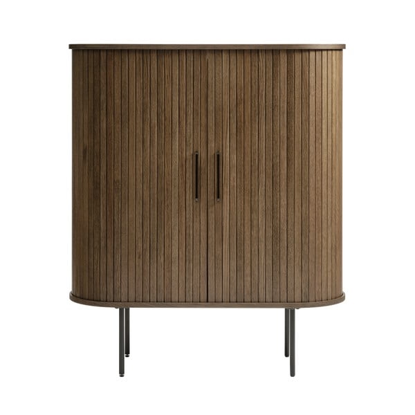 Brūns skapis ar ozolkoka imitāciju 100x118 cm Nola – Unique Furniture