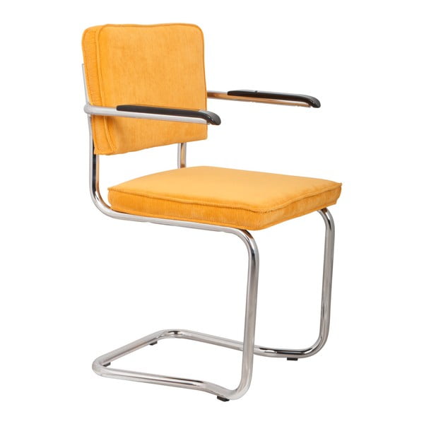 2 dzeltenu krēslu komplekts ar roku balstiem Zuiver Ridge Kink Rib