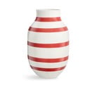 Balti sarkana keramikas vāze ar svītrām Kähler Design Omaggio, augstums 31 cm