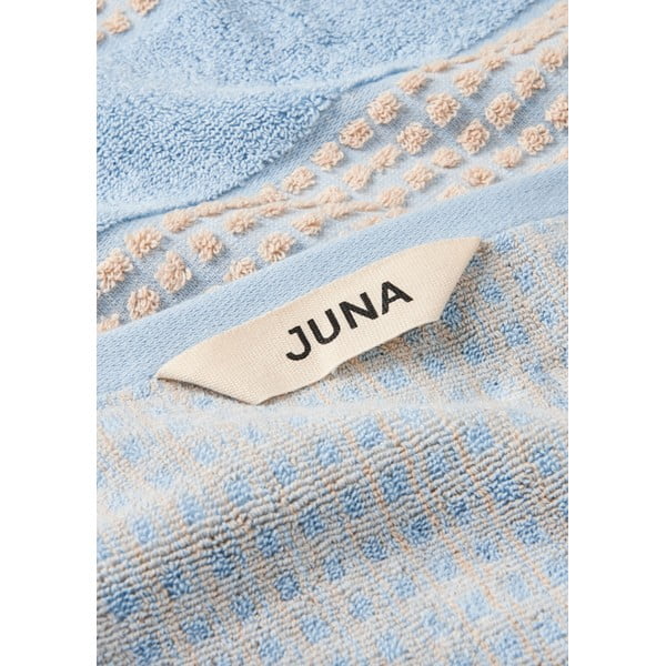 Gaiši zils/bēšs dvielis no organiskās kokvilnas  70x140 cm Check – JUNA-image-1