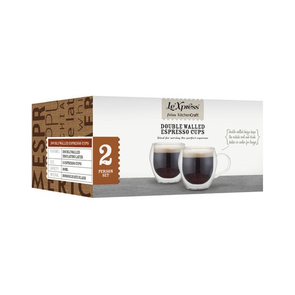 Divas stikla espresso tasītes Kitchen Craft Le'Xpress, 80 ml-image-2