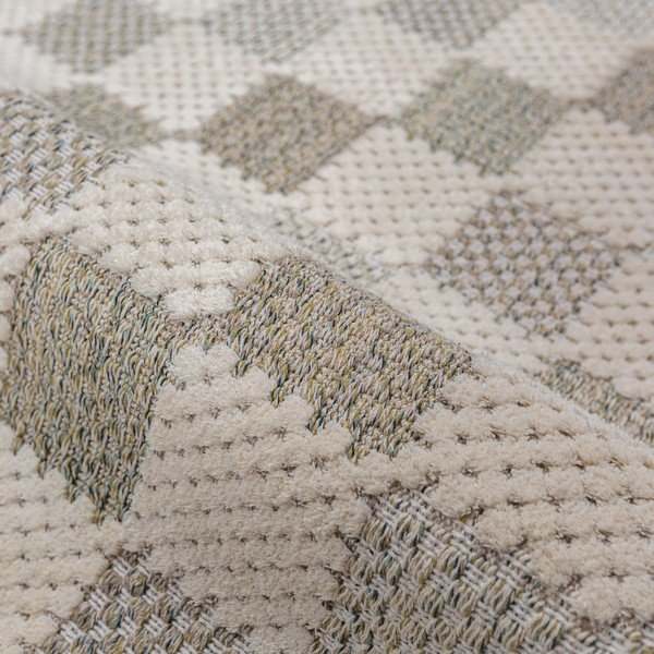 Zaļš mazgājams celiņa paklājs no kokvilnas maisījuma 80x230 cm Muted Checkerboard – Flair Rugs-image-4