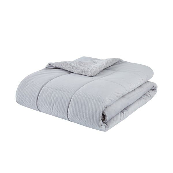 Gaiši pelēks mikroplīša stepēts gultas pārklājs divvietīgai gultai 200x220 cm Cosy Cord – Catherine Lansfield