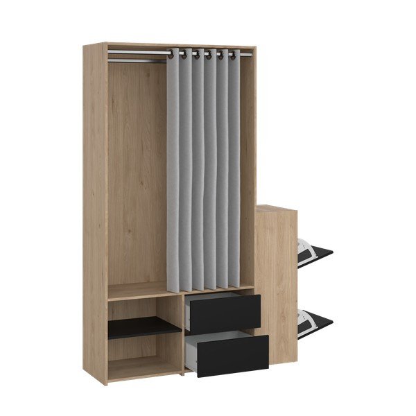 Melna/dabīga toņa priekšnama iekārta ar ozolkoka imitāciju Kit – Tvilum-image-3