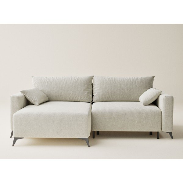 Krēmkrāsas salokāms stūra dīvāns no šenila auduma ar uzglabāšanas vietu (ar kreiso stūri/ar zvilni) Leon – Maison de Rêve-image-2