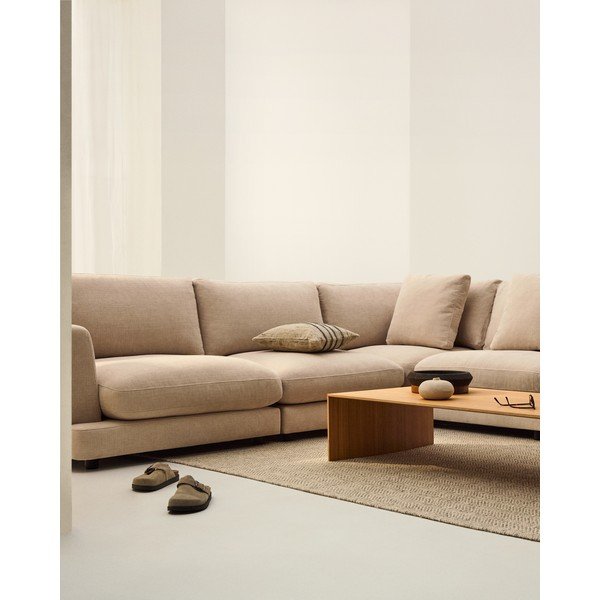 Bēšs stūra dīvāns no šenila auduma Gala – Kave Home-image-3