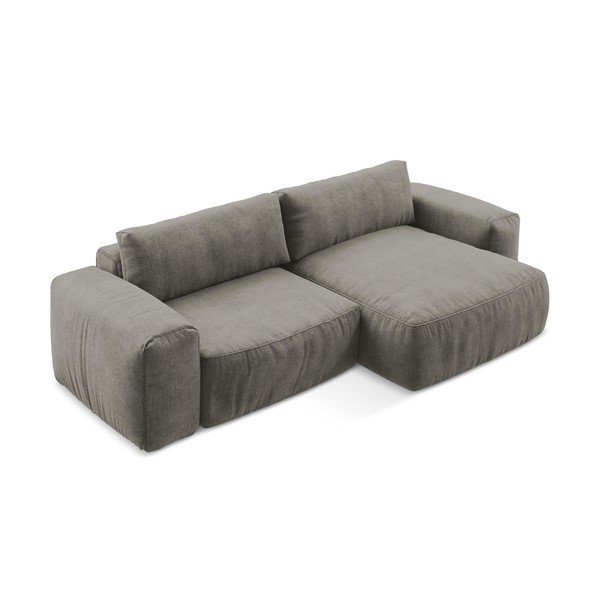 Pelēks salokāms stūra dīvāns no šenila auduma (ar labo stūri/ar zvilni) Kuki – Makamii-image-3