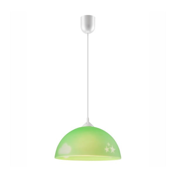 Zaļa bērnu lampa ar stikla abažūru ø 30 cm Day & Night – LAMKUR