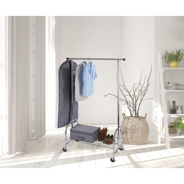 Sudraba krāsas metāla pārvietojams drēbju pakaramais statīvs Profi – Wenko-image-1