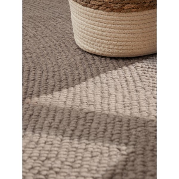 Pelēkbrūns ar rokām darināts vilnas paklājs 80x150 cm Eleni Taupe – Hanse Home-image-4