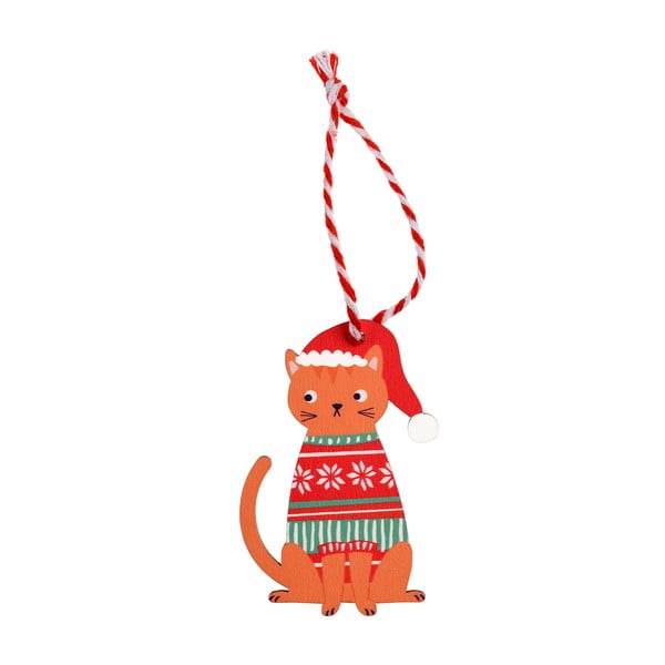 Koka Ziemassvētku eglītes rotājums 5 cm Ginger Cat – Rex London