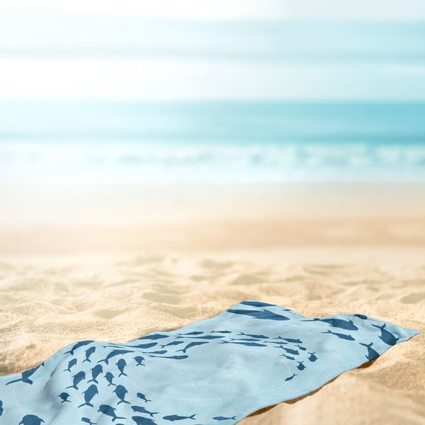 Zils pludmales dvielis 90x180 cm Shoal – DecoKing-image-3