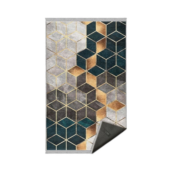 Balts/zaļganzils mazgājams paklājs 80x140 cm – Mila Home