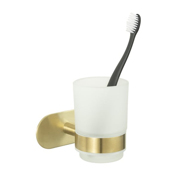 Zelta krāsas stikla pašlīmējošs trauks zobu birstei Orea Gold – Wenko-image-2