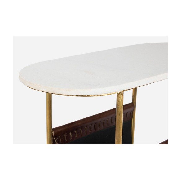 Brūns/zelta krāsas konsoles galds ar marmora virsmu 23x53 cm Marmol – Bizzotto-image-4