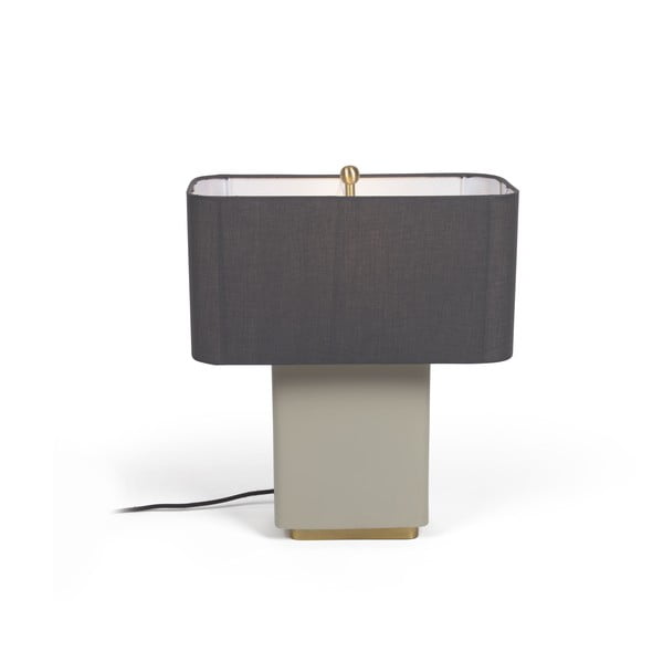 Galda lampa ar metāla abažūru pelēkā/zelta krāsā (augstums 45 cm) Clelia – Kave Home