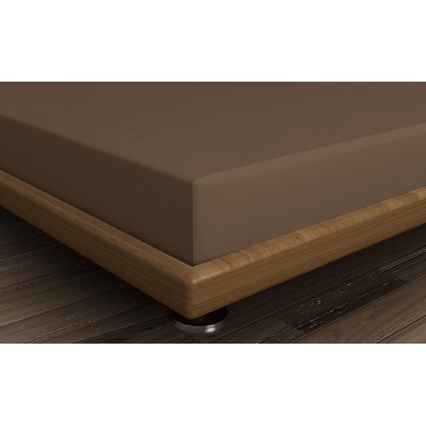 Brūns kokvilnas palags ar gumiju 140x200 cm – Mijolnir-image-1