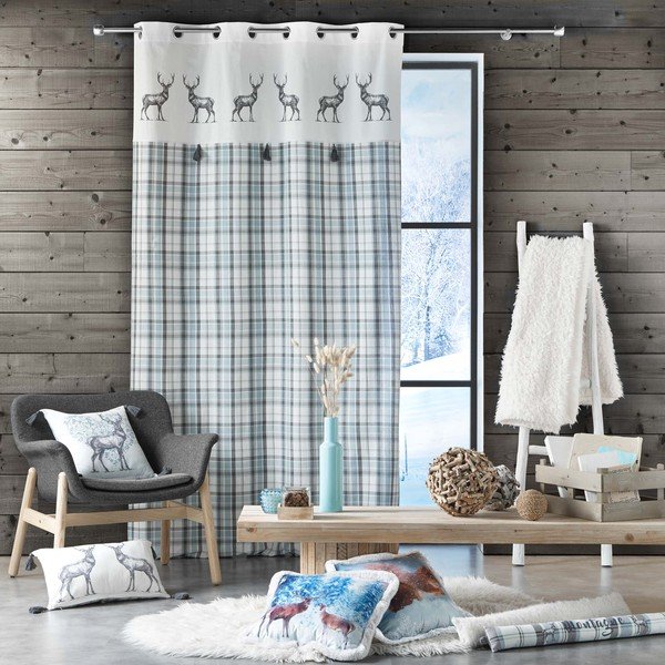 Balts/zils aizkars 140x240 cm Megeve – douceur d'intérieur-image-2