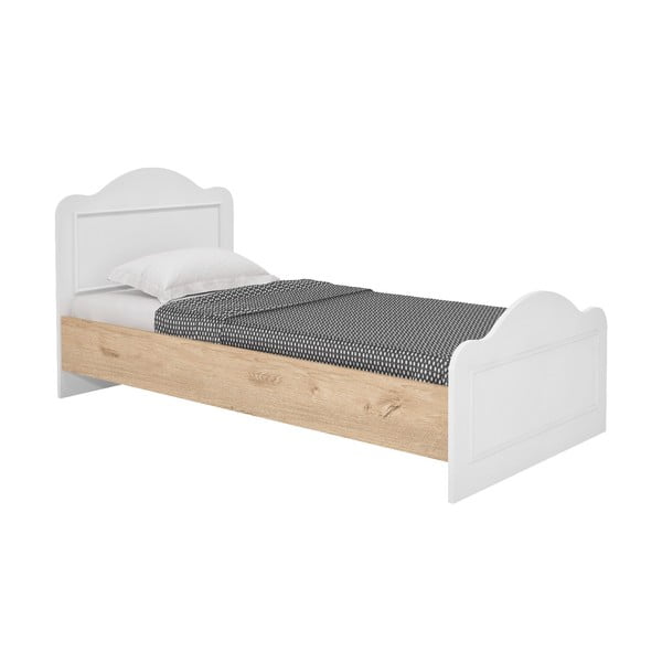 Balta/dabīga toņa vienvietīga gulta 90x190 cm Alessa – Kalune Design