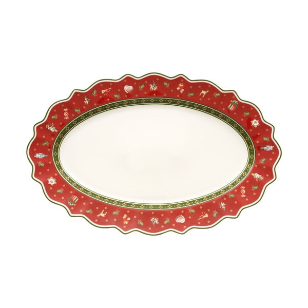 Sarkans porcelāna servīzes šķīvis ar Ziemassvētku motīvu Villeroy & Boch, 50 x 31,5 cm