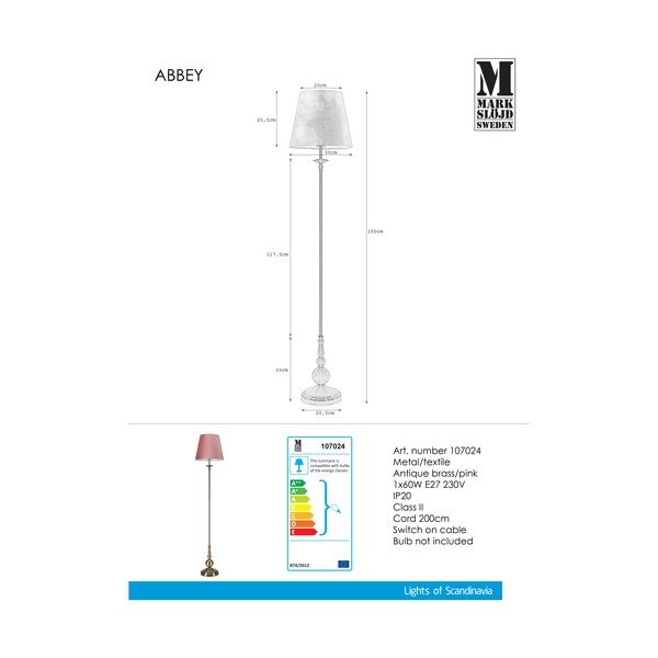 Rozā brīvi stāvoša lampa Markslöjd Abbey-image-2