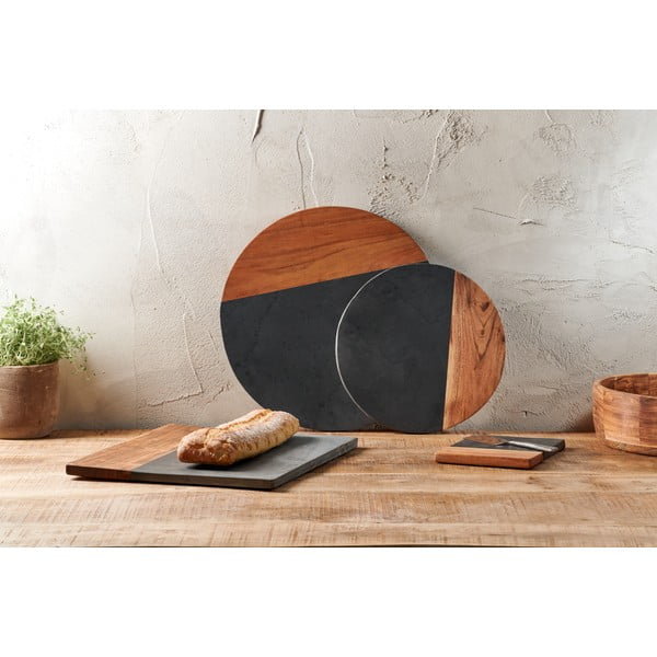 Griešanas dēlītis no slānekļa un akācijas koka Nkuku Fala, ø 40 cm-image-2