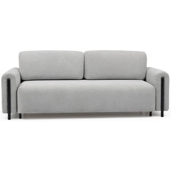 Gaiši pelēks salokāms/ar uzglabāšanas vietu dīvāns no buklē auduma 244 cm Arcadova – ELTAP