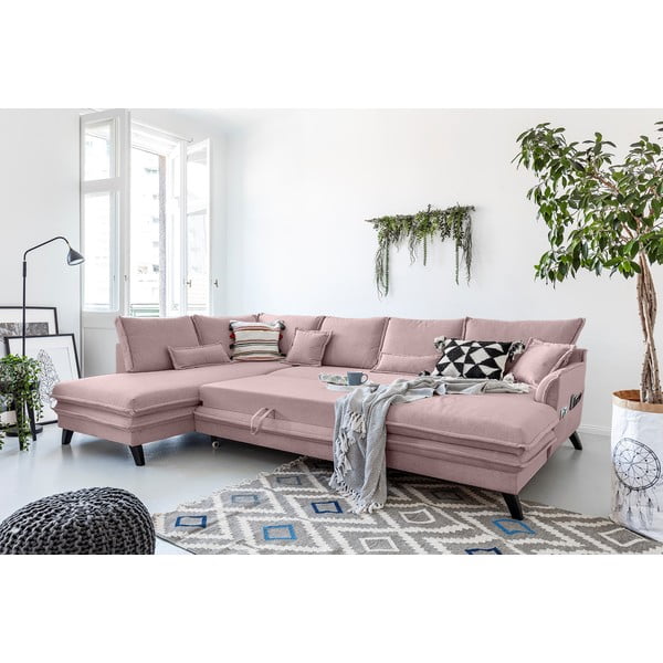 Rozā izlaižams U-veida dīvāns Miuform Charming Charlie, kreisais stūris-image-4