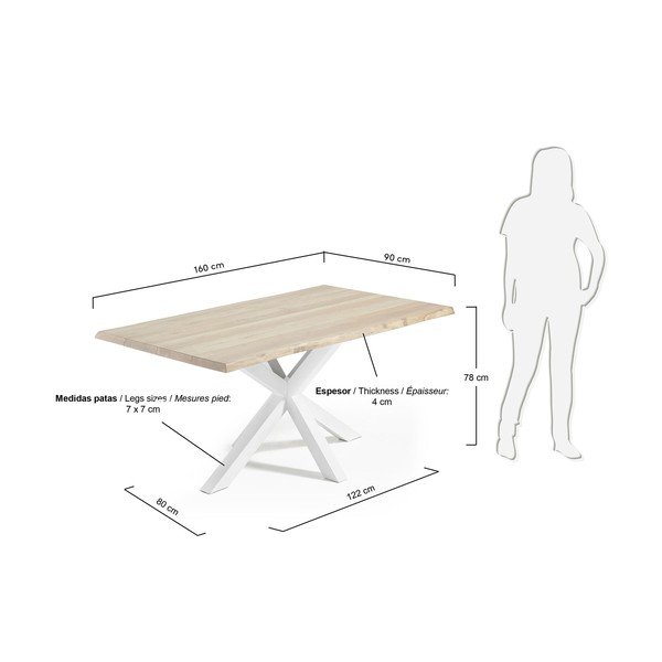 Ēdamgalds ar ozolkoka imitācijas galda virsmu 90x160 cm Argo – Kave Home-image-4