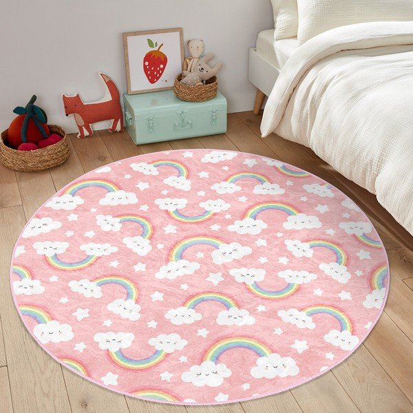 Rozā bērnu paklājs ø 80 cm Comfort – Mila Home-image-2