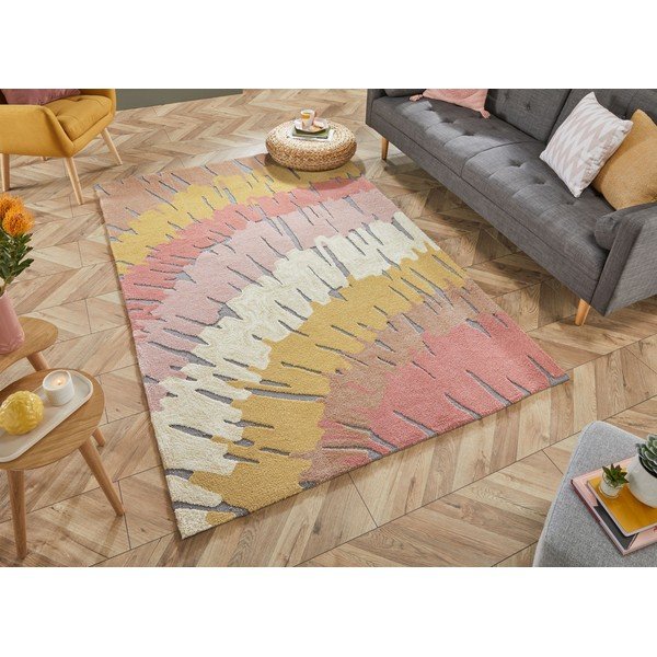 Rozā un dzeltens paklājs Flair Rugs Woodgrain, 120 x 170 cm-image-4