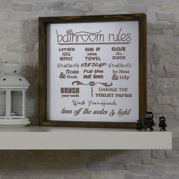 Izkārtne 34x34 cm Bathroom Rules – Evila Originals-image-1