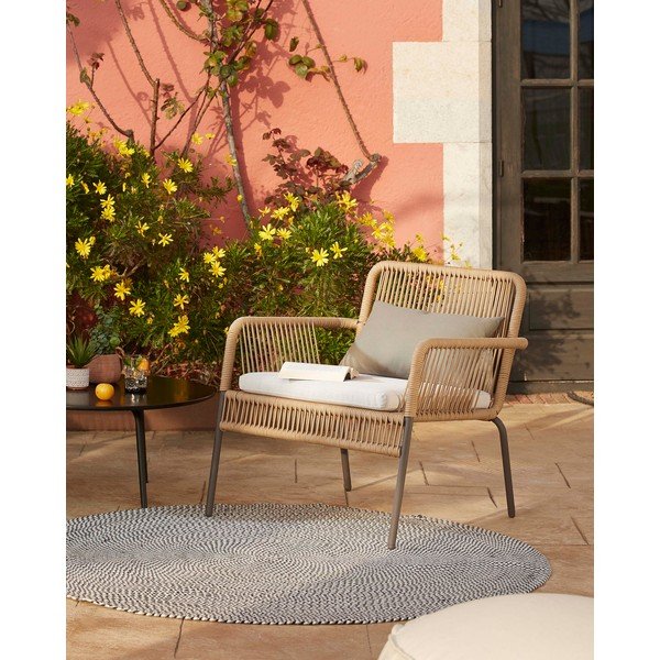 Pelēks paklājs no pārstrādāta plastmasas Kave Home Rodhe, ø 150 cm-image-2