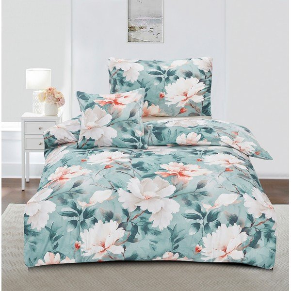 Tirkīzzila vienguļamā gultas veļa no mikrosatīna 140x200 cm Selma – My House-image-1