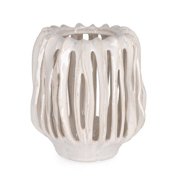 Krēmkrāsas keramikas rokām darināta vāze (augstums 17 cm) Naoko – Bizzotto