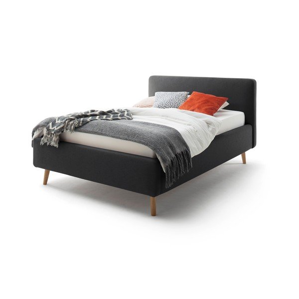 Antracīta pelēka polsterēta vienvietīga gulta bez režģa 120x200 cm Mattis – Meise Möbel-image-2