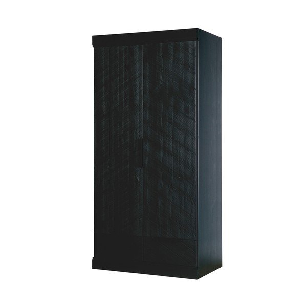 Melns koka drēbju skapis WOOOD Herringbone, augstums 195 cm