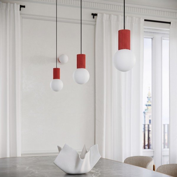 Sarkana piekaramā lampa no opāla stikla ø 12 cm Orbital – Sollux-image-1