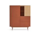 Ķieģeļu sarkana/dabīga toņa augsta kumode ar ozolkoka imitāciju 100x120 cm Otto – Teulat