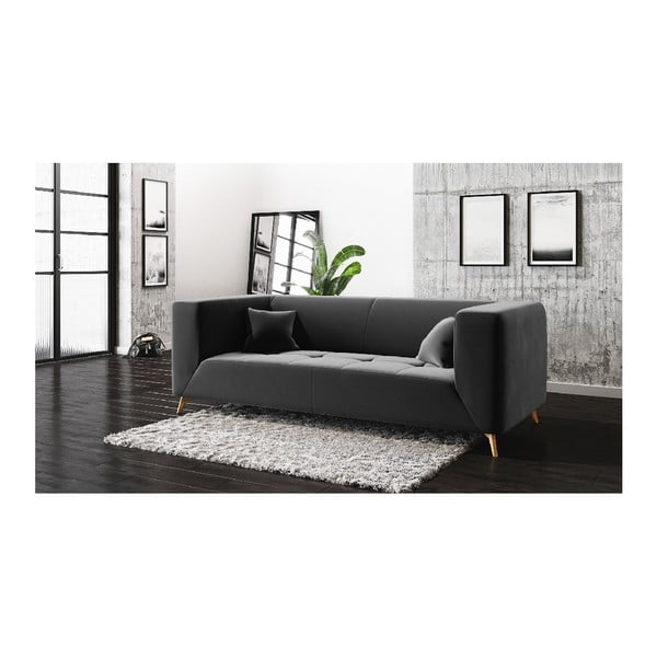 Tumši pelēks samta dīvāns MESONICA Toro, 187 cm-image-3