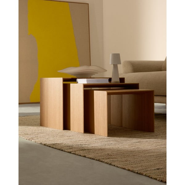 Sānu galdiņi (3 gab.) ar ozolkoka imitāciju 40x60 cm Litto – Kave Home-image-2