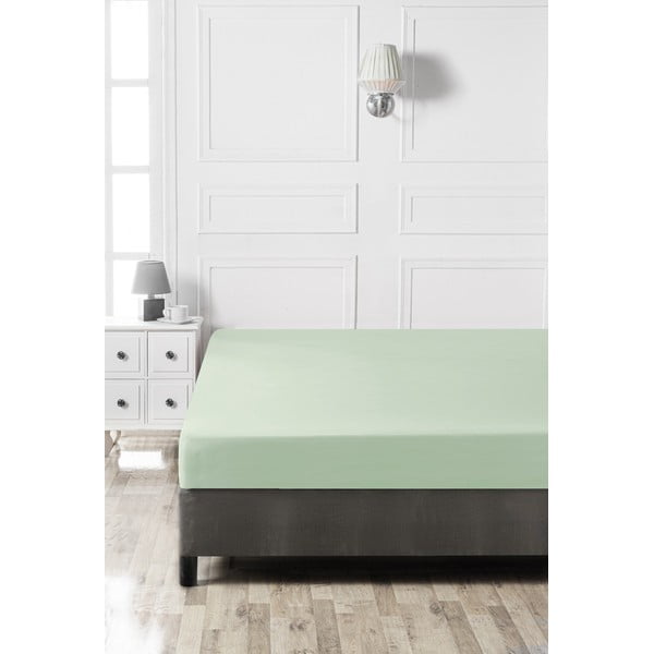 Gaiši zaļš kokvilnas palags ar gumiju 140x200 cm – Mijolnir-image-2