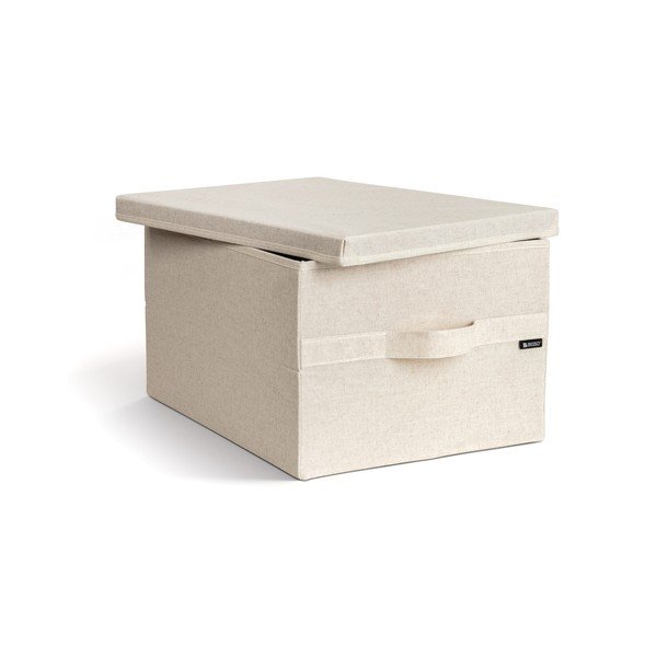 Bēša tekstila uzglabāšanas kaste ar vāku 36x46x25 cm Soft Storage Large – Bigso-image-1