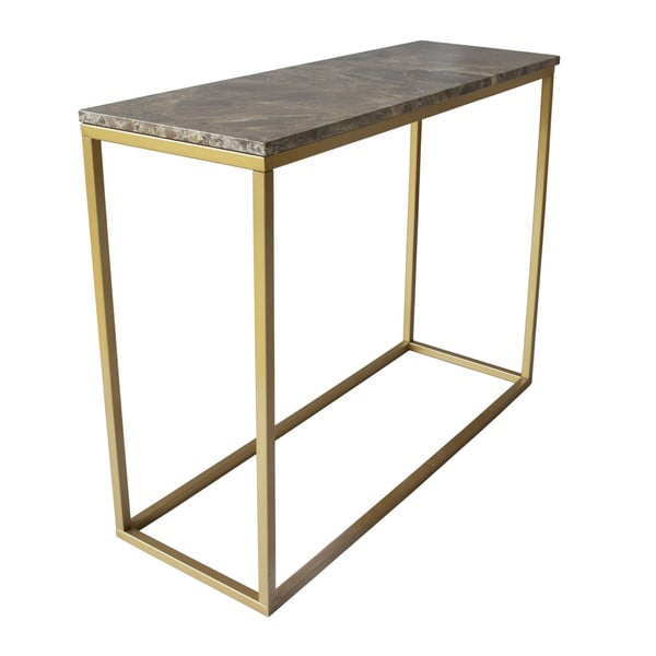 Konsoles galds ar zeltainu pamatni un brūnu marmora virsmu RGE Accent