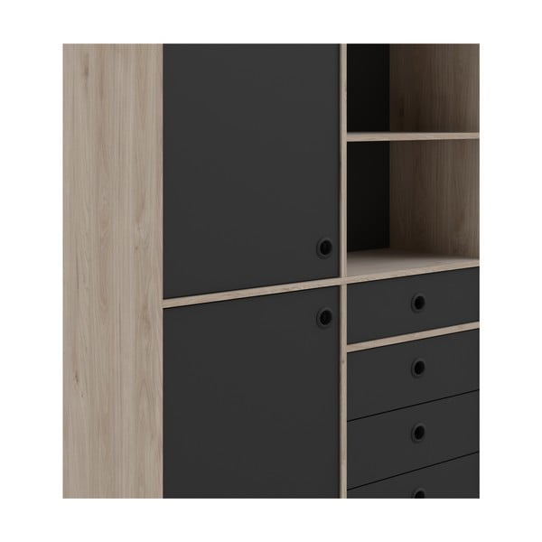 Melns grāmatplaukts ar ozolkoka imitācijas rāmi Tvilum Rome, 99 x 154 cm-image-1