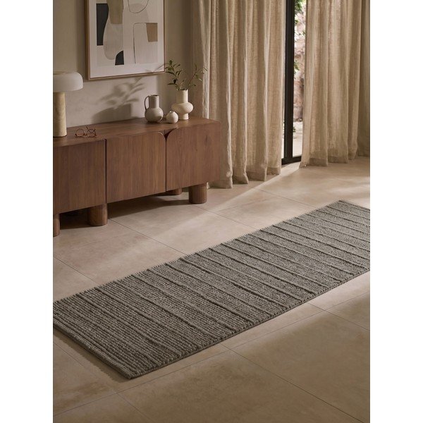 Tumši pelēks/tumši brūns ar rokām darināts vilnas celiņa paklājs 80x250 cm Camden Parker – Ted Baker-image-1