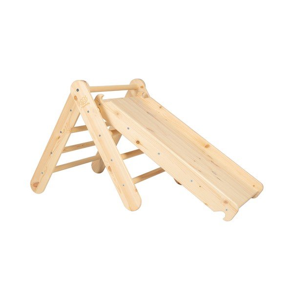 Dabīga toņa priedes masīvkoka kāpelēšanas trijstūris 46x87x60 cm Montessori – Meowbaby