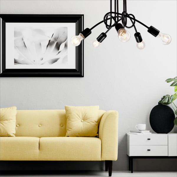 Melna griestu lampa bez abažūra 46x46 cm Camilla – LAMKUR-image-1